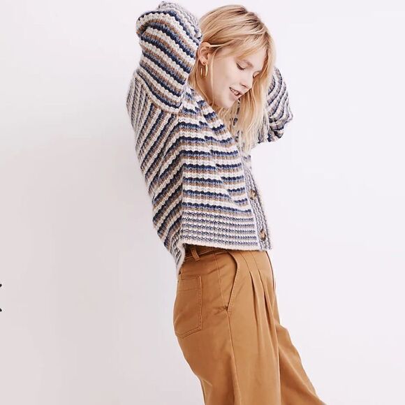Madewell Waller Crop Cardigan Sweater in Stripe size XS - Picture 2 of 10